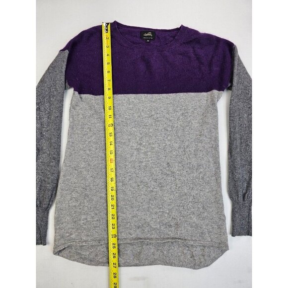 Lochleven Size Medium Women Gray Purple Color Block Cashmere Long Sleeve Sweater - Picture 7 of 8
